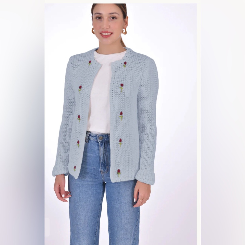 Fanm Mon Tasha Cotton Cardigan - Sky Blue